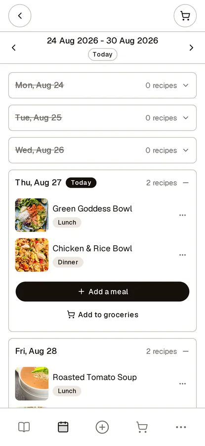 Add a week, add its groceries