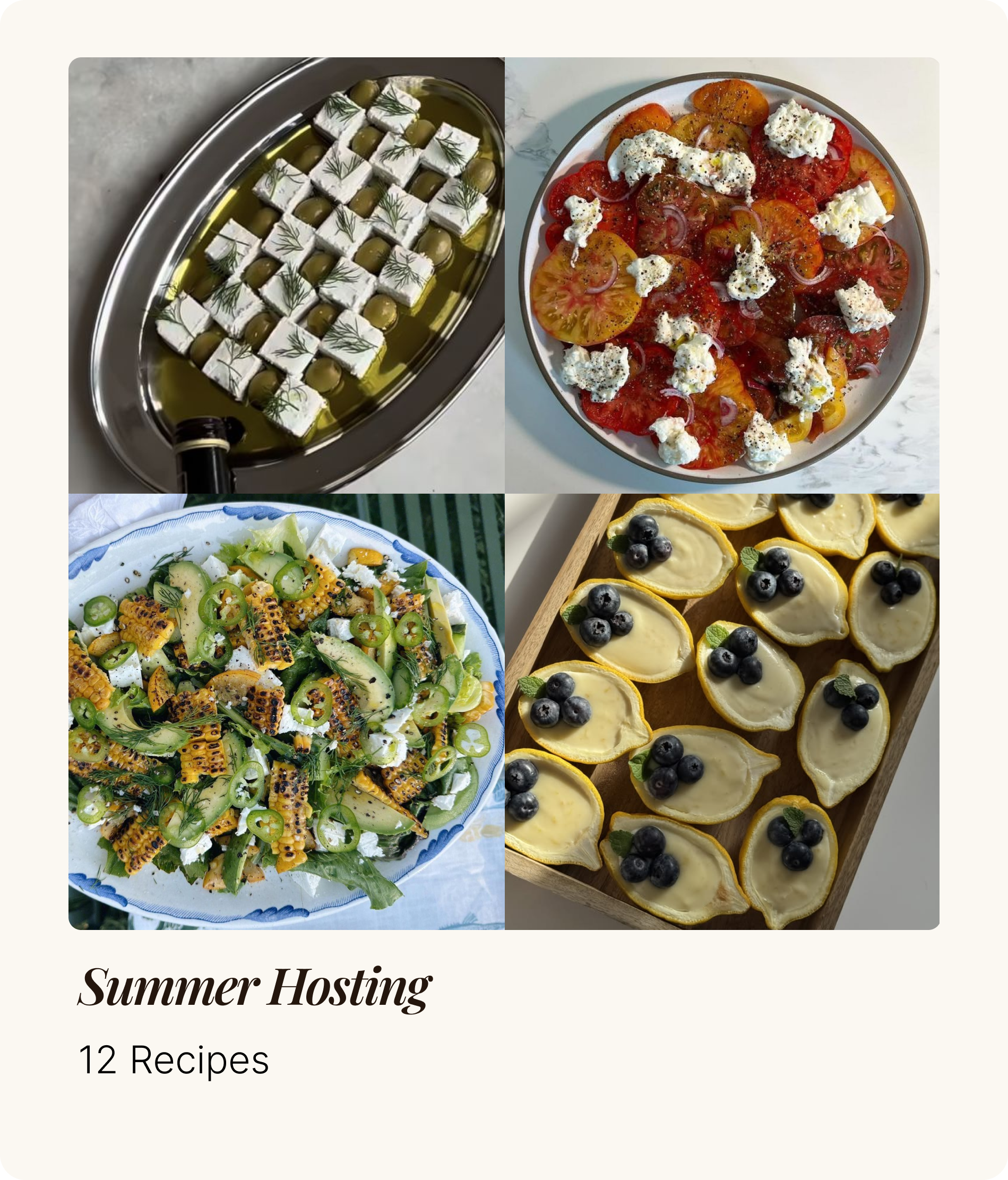 Summer Hosting playlist, 12 recipes