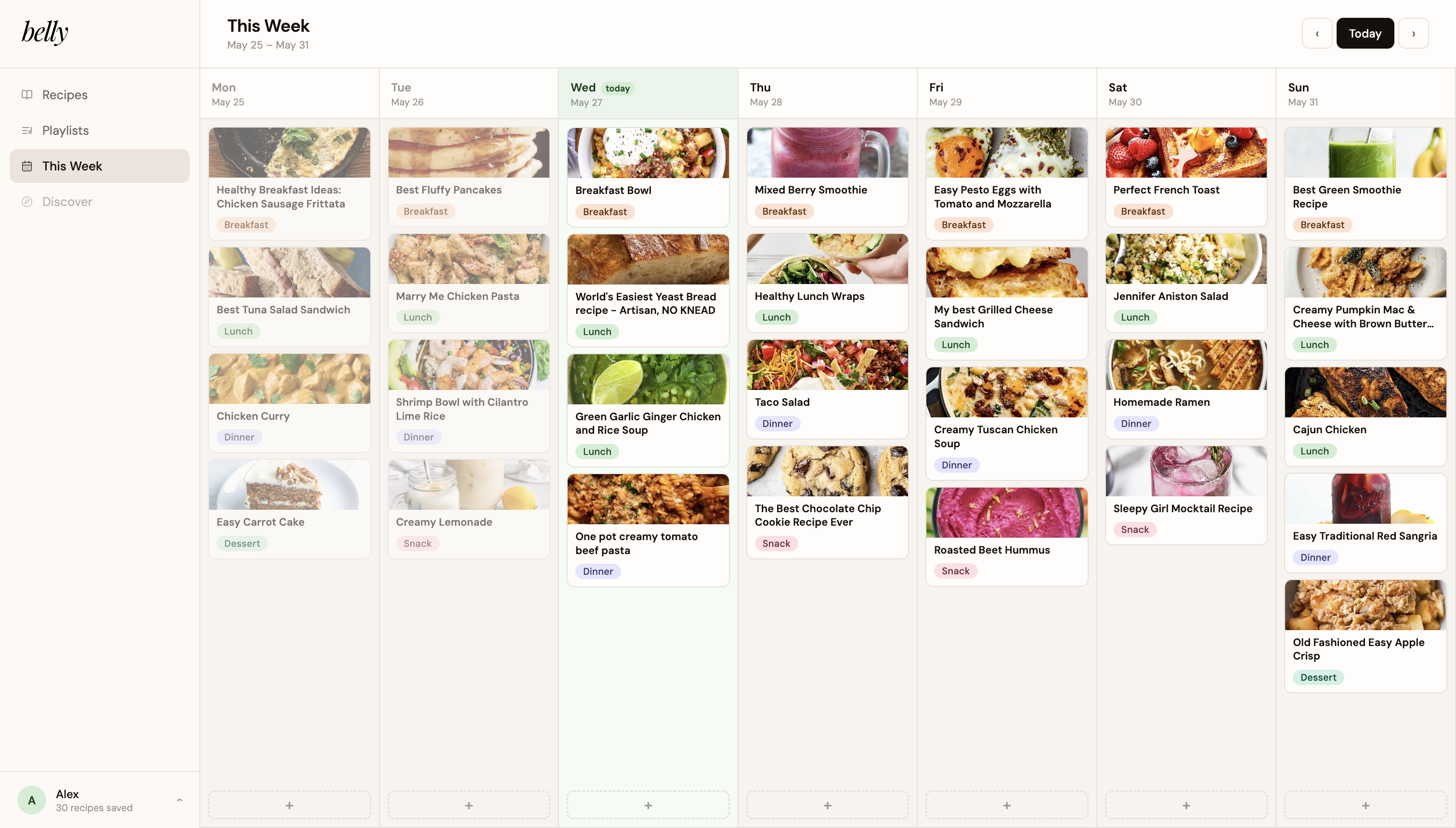 Weekly planner view